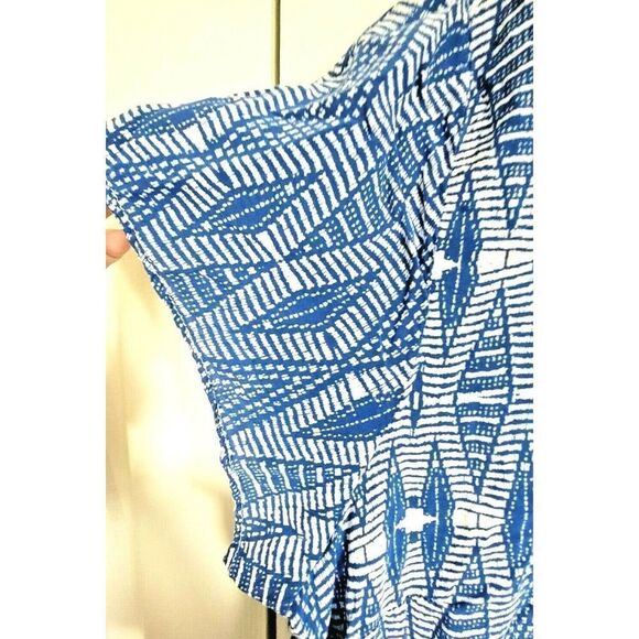 Torrid 2 Peek A Boo Back Top Size 2X Colorful Tropical Flutter Sleeves Faux Pckt - Picture 5 of 5